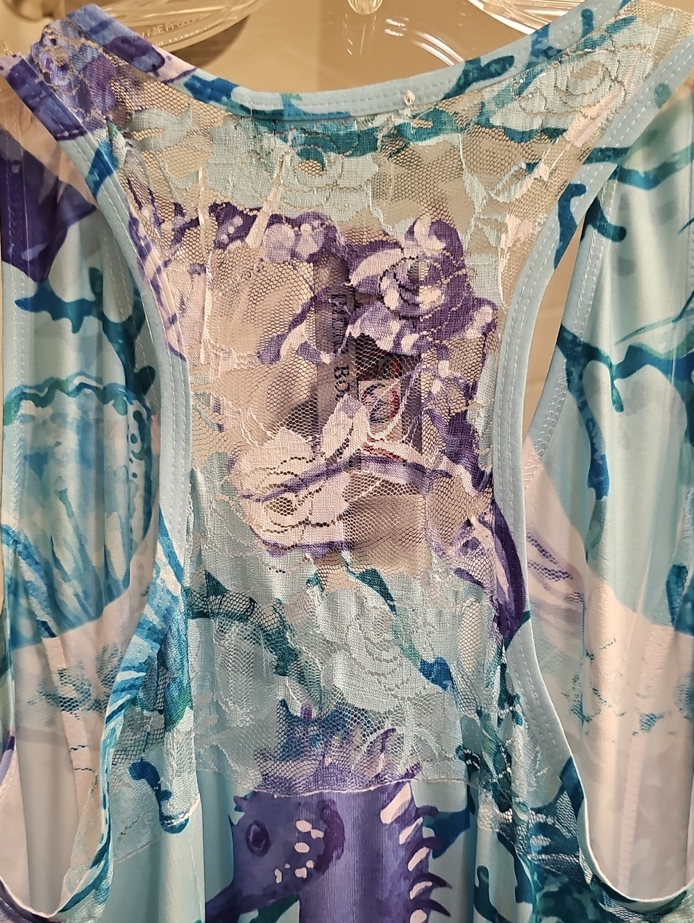 India Boutique Aqua and Blue Floral Lace Dress/Cover Up. NWT. - Picture 6 of 8